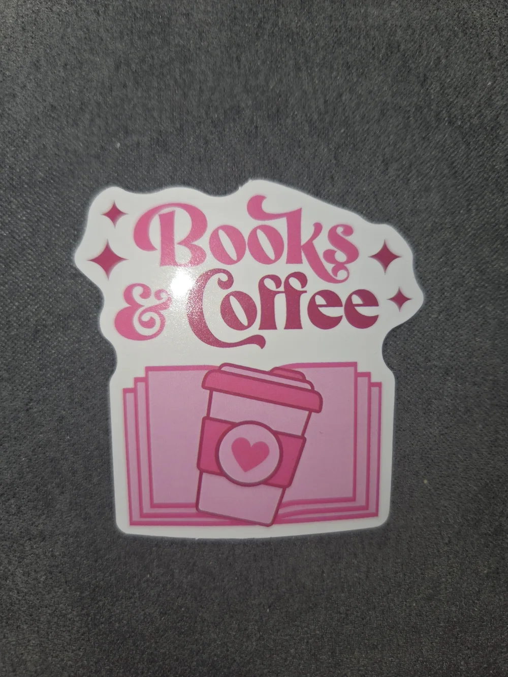 Pink 'Books & Coffee' Sticker - Unbranded